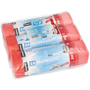 Müllsack STARPAK, mit Zugband, 55 x 70 cm, 3 x 25 St., rot