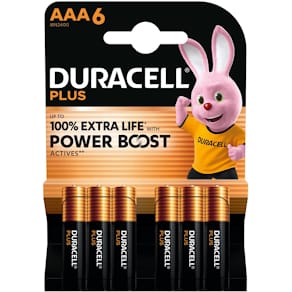 Batterijen Duracell Plus 100%, AAA, blister van 6 stuks