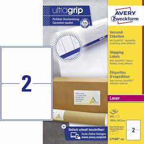 Forsendelsesetiketter Avery 199,6x143,5 mm, laser, 200 stk