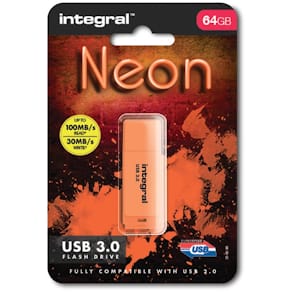 USB-stick Integral Neon, 3.0, 64 GB, oranje