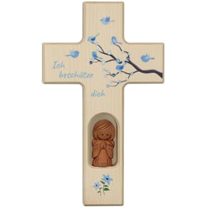 Kinderkreuz Schutzengel, blau
