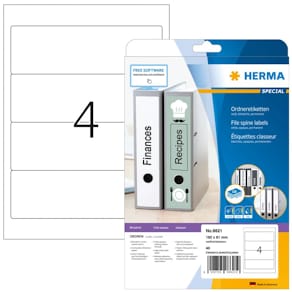 Ordneretikett HERMA A4, 61x192mm, weiß, 40 Stück