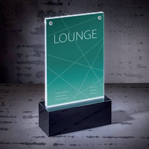 Tischaufsteller Sigel luminous, LED, für A6, glasklar/schwarz