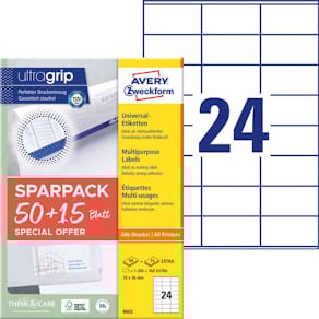 Universaletiketten Avery Zweckform, 70 x 36 mm, weiß, 1.560 Stück