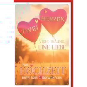 Vermählungskarte, geprägt, bunt, mit Umschlag