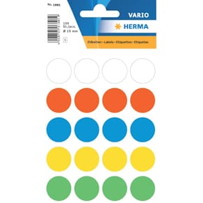 Etiketten HERMA Ø19 mm, farbig sortiert