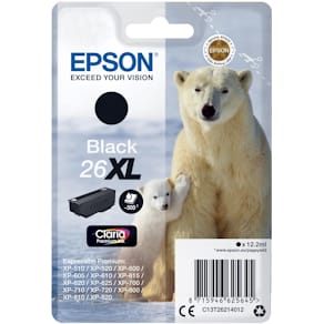 Inktcartridge Epson 26XL, 500 pagina's, OEM C13T26214012, zwart