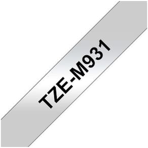 Märkband Brother TZeM931, svart/silver, 12mm