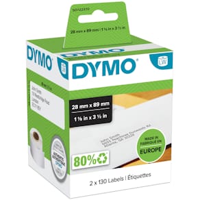 Etiketter Dymo LW Adress, vit, 89x28mm, 2x130/fp