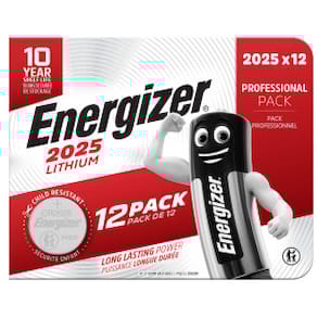 Knopfzellen-Batterie Energizer CR2025, 12 Stück, weiß/rot