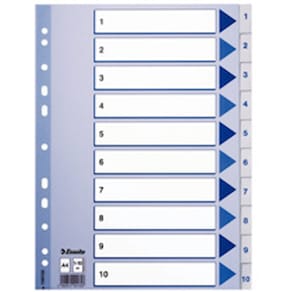 Register Non-Stop A4/1-10 rubrikblad vit 10st