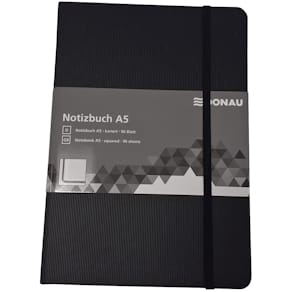 Notizbuch DONAU A5, kariert, 96 Blatt, schwarz