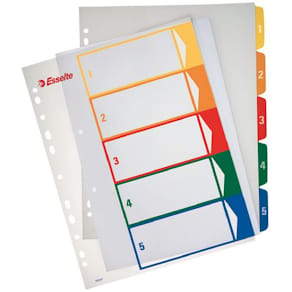 Pärmregister Plast ESSELTE Projektindex A4+ 1-5