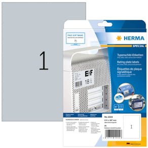 Typenschild-Etiketten HERMA A4, 210x297 mm, silber, 25 Stück
