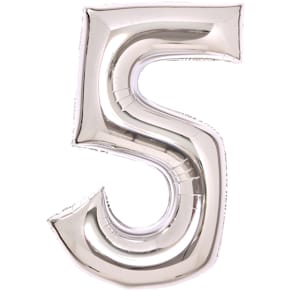 Folienballon Amscan, Zahl 5, silber