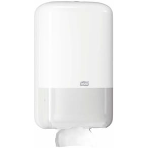 Toiletpapirdispenser Tork T3 til ark, hvid, 159×128×271 mm