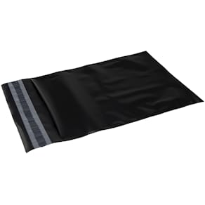 Forsendelsespose coex sort 190x250 mm, 50 µm, perm. tape, 100 stk
