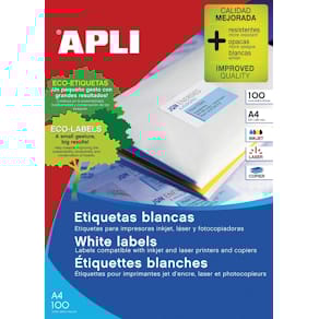 Etiketten Apli, wit, 64,6 x 33,8 mm, 2.400 stuks, 24 per vel
