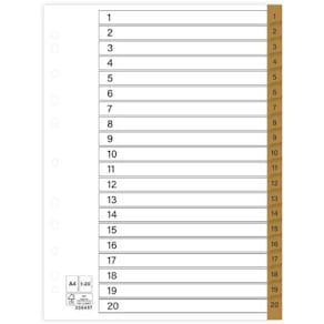 Register plastflik 1-20 brun 10/fp