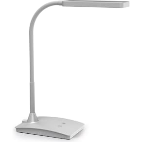 Bureaulamp MAUL Pearly, LED, op voet, color vario, dimbaar, zil