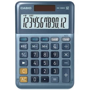 Tischrechner Casio, 12-stellig, silberblau