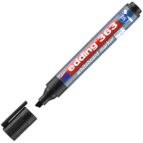 Whiteboardpenna EDDING 363 Svart, torksäker, sned, 10st