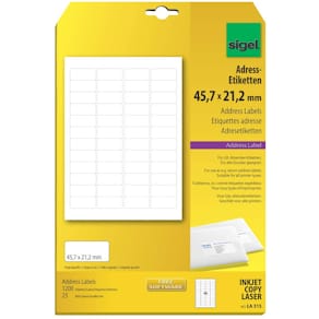Adressetikett Sigel, 45,7 x 21,2 mm, weiß