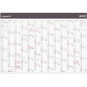 Vægkalender Mayland kæmpe 72 x 740 mm, 2027, FSC