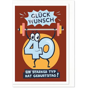 Geburtstagskarte KOMMA³, Humor, Zahl 40