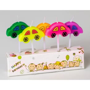 Geburtstagskerze Noname Auto, 5 Stück, sortiert