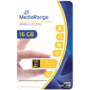 USB‑Stick MediaRange ClipOn, USB 2.0, gelb