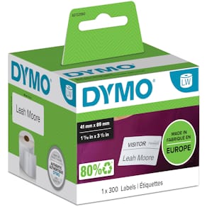 Etiketter Dymo LW Universal, vit, 89x41mm, 300/fp