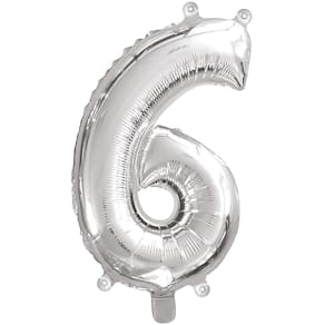 Folienballon TIB Zahl 6, silber, 43 cm
