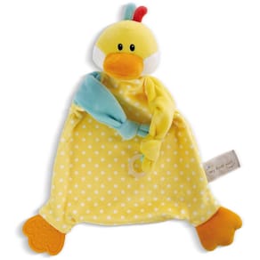 Schmusetuch NICI, 25x25 cm, Ente, mit Beißring, Schnullerbefest.