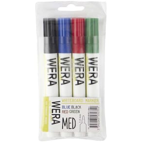 Whiteboardmarkere BNT Wera 3 mm rund spids, assorteret, 4 stk