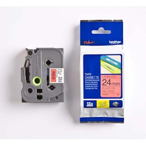 Labeltape Brother 24 mm, sort på rød, 8 m, 5 ruller