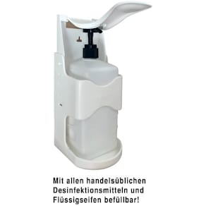 Desinfektionsmittelspender KAREX, Armhebel, weiß, 1000 ml, Tisch-