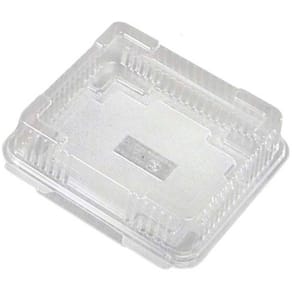 Plastbakke m. hængslet låg PET, 203x190x62 mm, klar, 350 stk