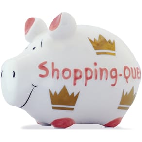Spardose KCG Shopping Queen, Schwein, klein, weiß