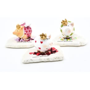 Glücksbringer Noname Schwein auf Naturstein, sortiert