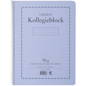 Kollegieblock A4, linjerat, 90g, 5st