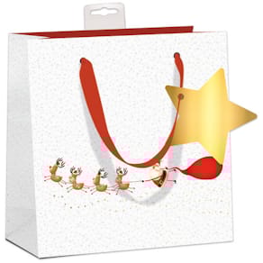 Weihnachts-Geschenktragetasche SKORPION Schlitten, weiß/rot