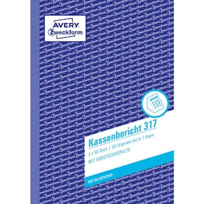 Kassenbericht Avery Zweckform 317, A5, 2x50 Blatt