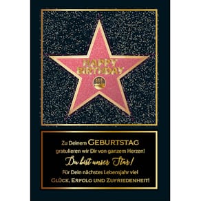 Geburtstagskarte Apollo Stern, A4, mit Sound, inkl. Umschlag