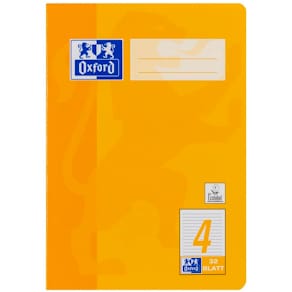 Heft Oxford A5, 32 Blatt, Lineatur 4, gelber Einband