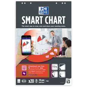 Flipoverpapir Oxford Smart Chart hvid 650x980 mm, 20 ark