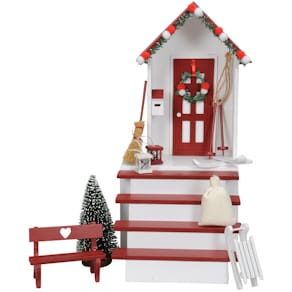 Wichteltür 14-teilig, rot-weiß, Sperrholz