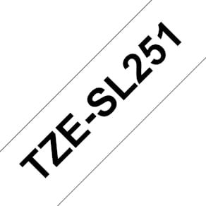 Schriftband Brother TZe-SL251, selbstlaminierend, weiß/schwarz