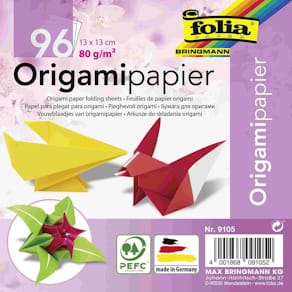 Faltblatt Folia Origamipapier, 13x13 cm, 12 Farben, 96 Blatt