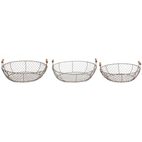 Drahtschale Deko, 3er-Set, rost, 35–41 cm